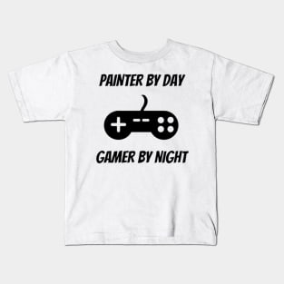 Painter By Day Gamer By Night Kids T-Shirt